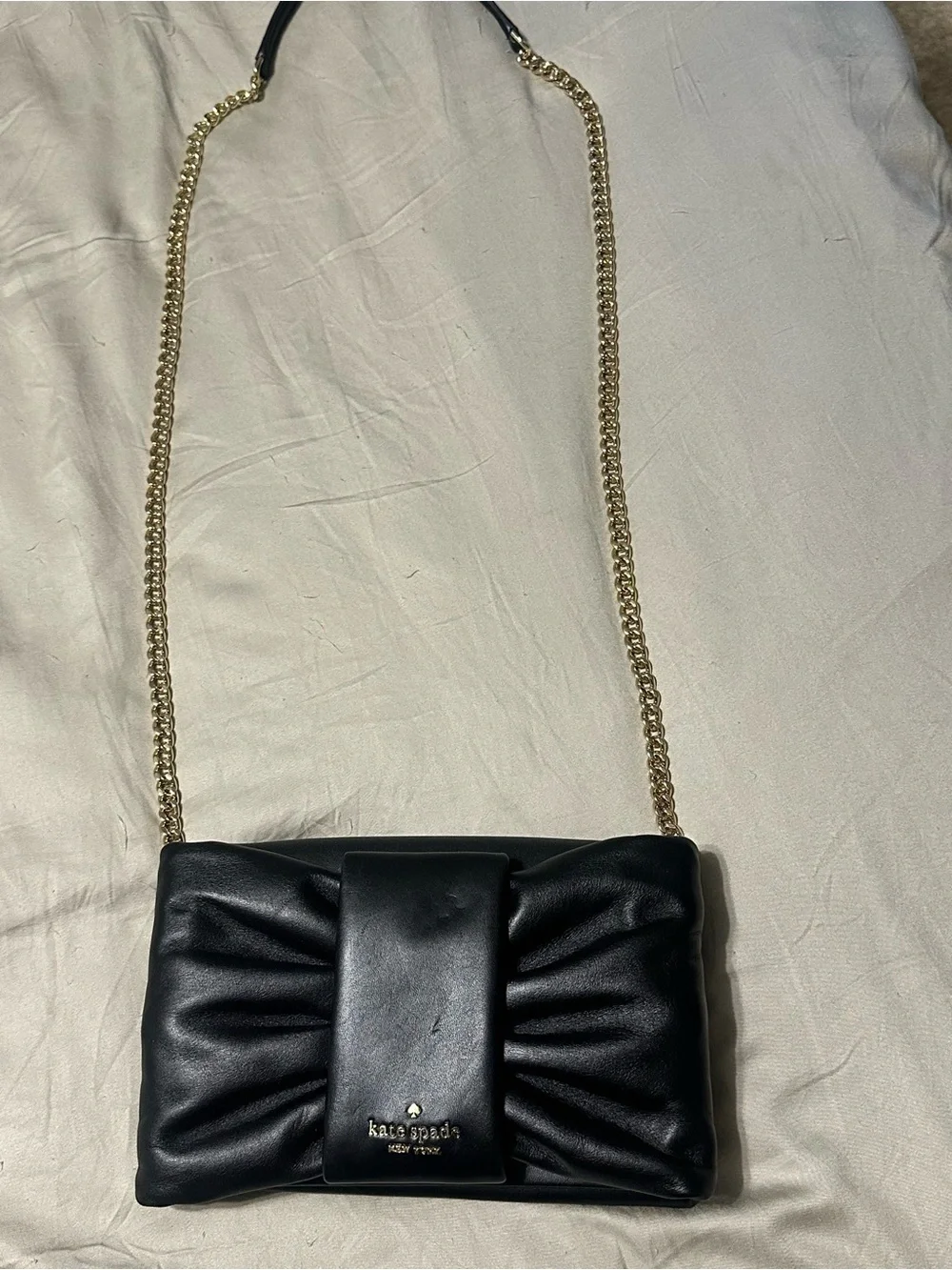 kate spade Black Leather Chain Crossbody Bag